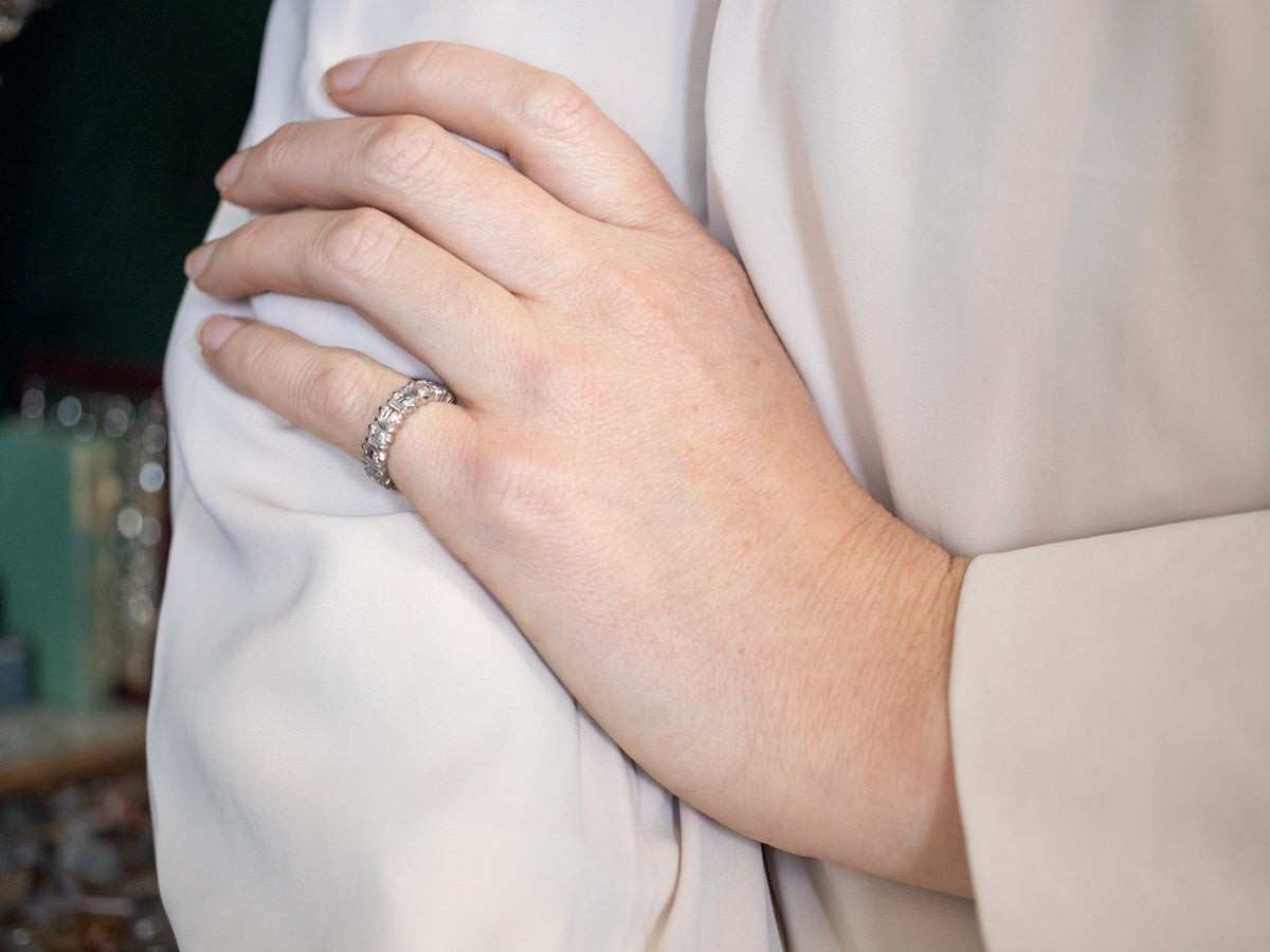 baguette and round cut lab grown diamond wedding band