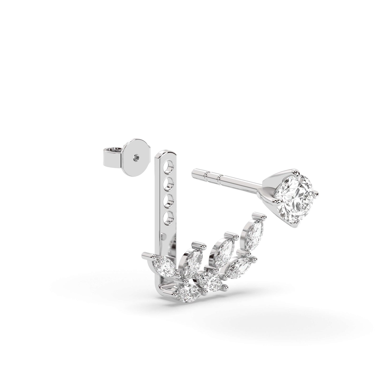 Best Gift Leaf Front Back Ear Jacket Earrings