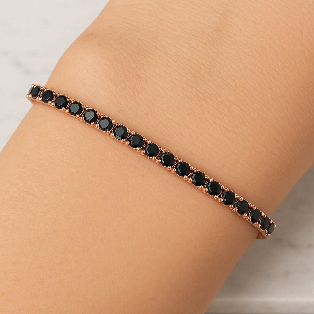 Single Row Bezel Set 2mm Round Cut Moissanite Bracelet Wedding Tennis Bracelet Solid 14K Yellow Gold Certified Lab Created Diamond Gift for Anniversary