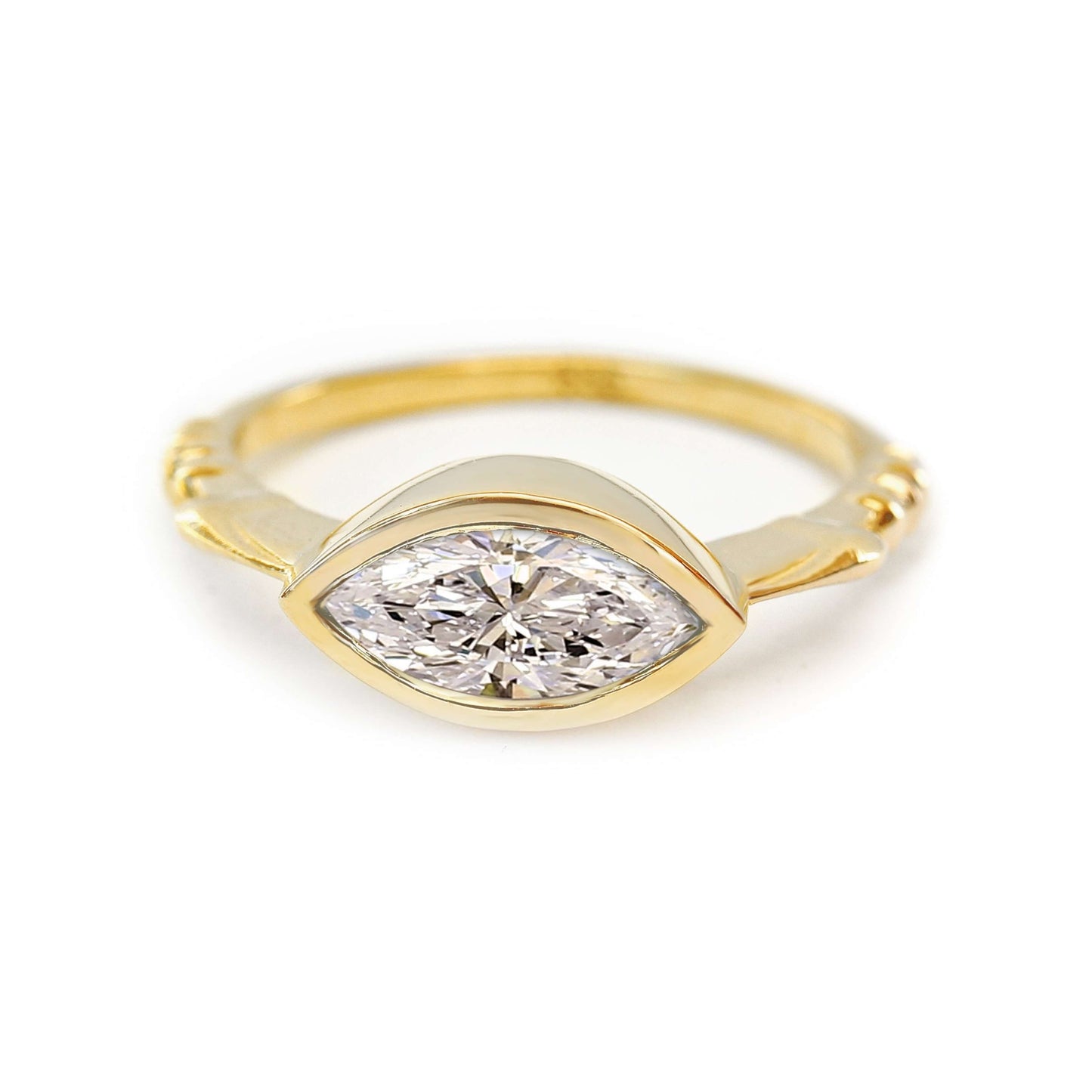 Bezel Set Marquise Cut Diamond Engagement Ring