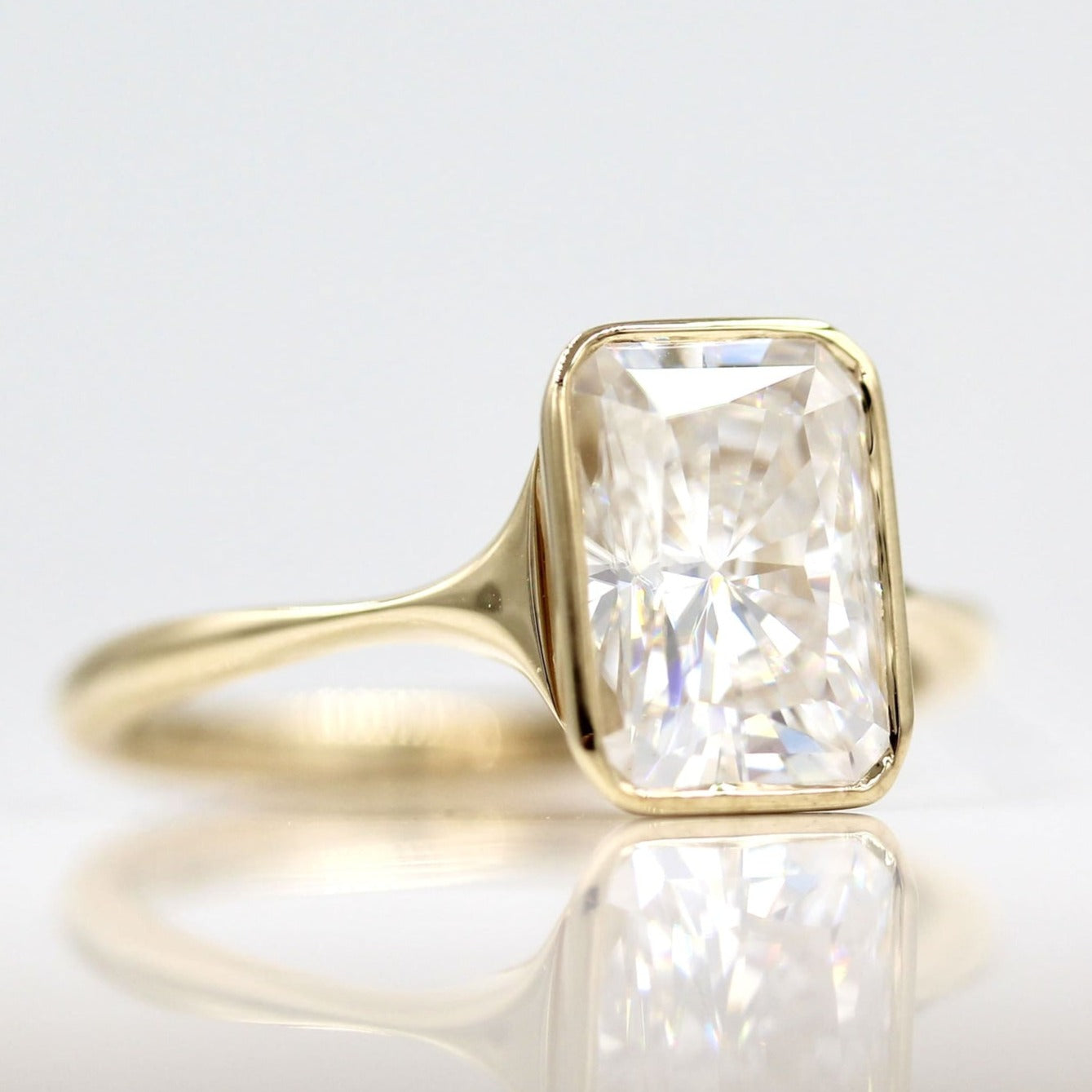 Bezel Set Radiant Ring, Radiant Solitaire Ring, Daily Wear Wedding Ring, Anniversary Gifts