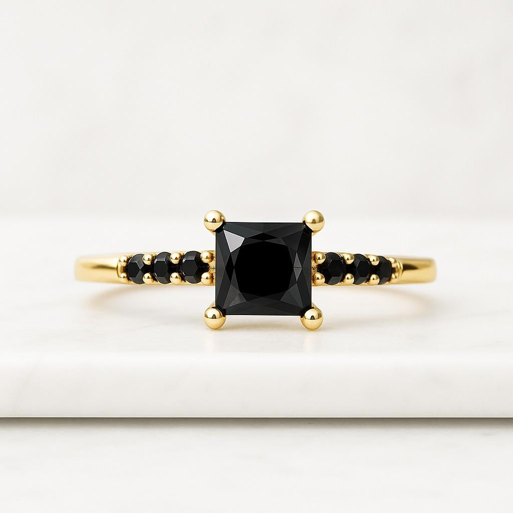 black diamond engagement ring set with black diamonds band