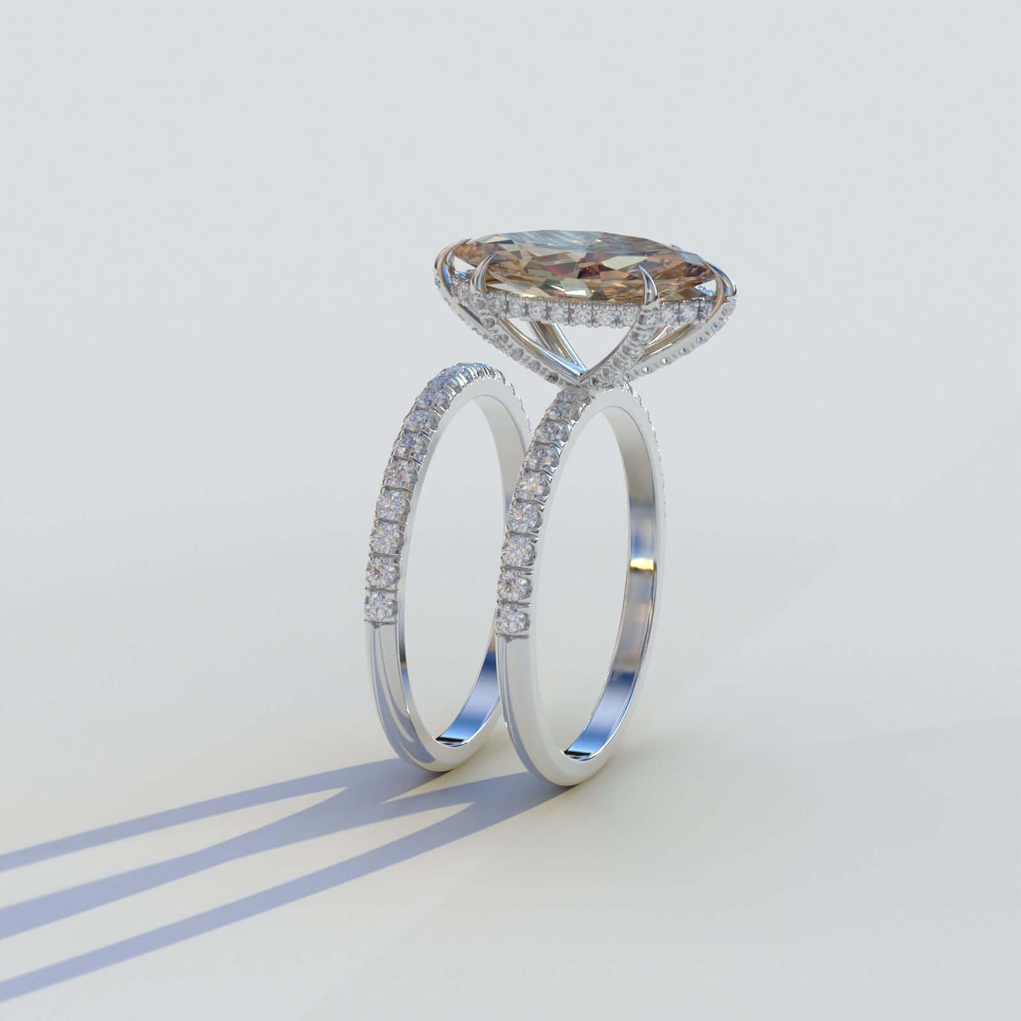 Bridal Set Ring With Hidden Halo Ring Set