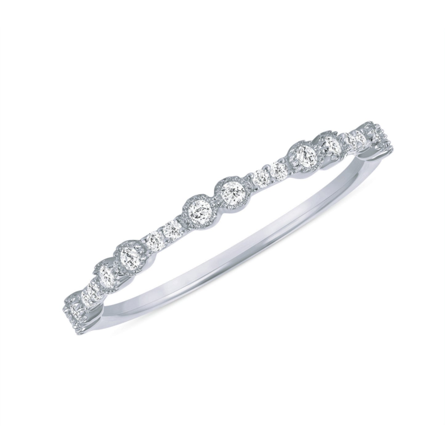 Brilliant Round Cut Moissanite Paves Half Eternity Band