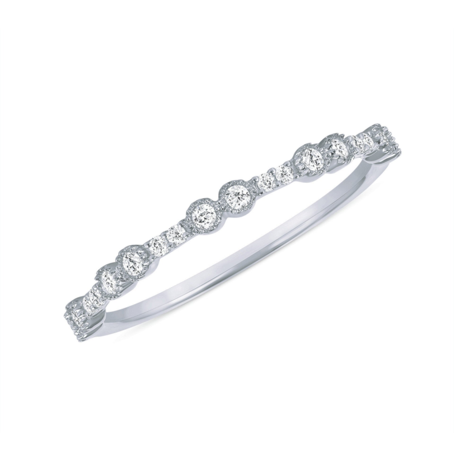 Brilliant Round Cut Moissanite Paves Half Eternity Band