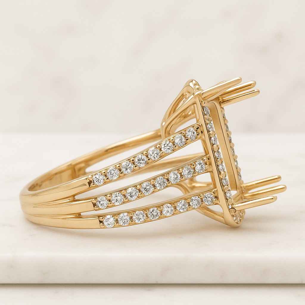 cathedral lab grown diamond ring elongated cushion cut solitaire
