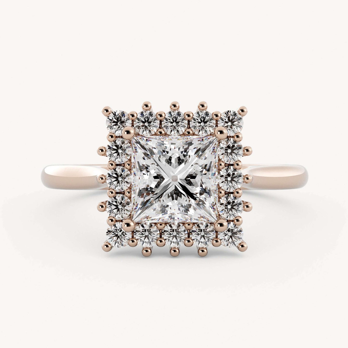 Cathedral Set, Square Diamond Ring, Gift for Her