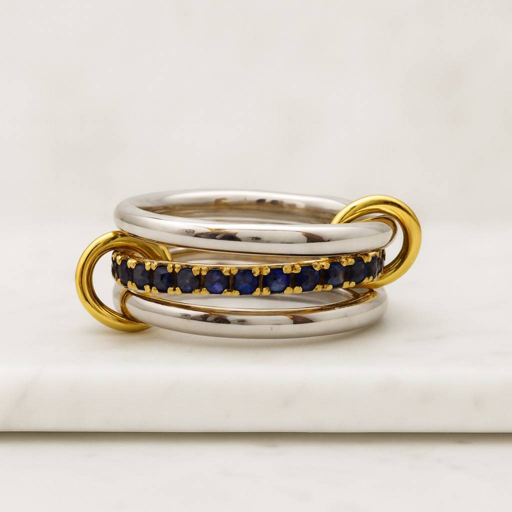 Chunky Gold Connector Ring Interlocking Silver Ring