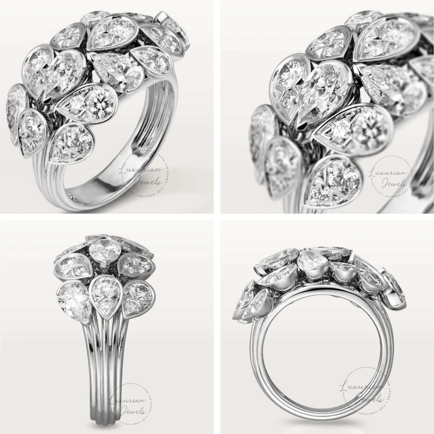 Cluster Diamond Ring, Round Cut Diamond