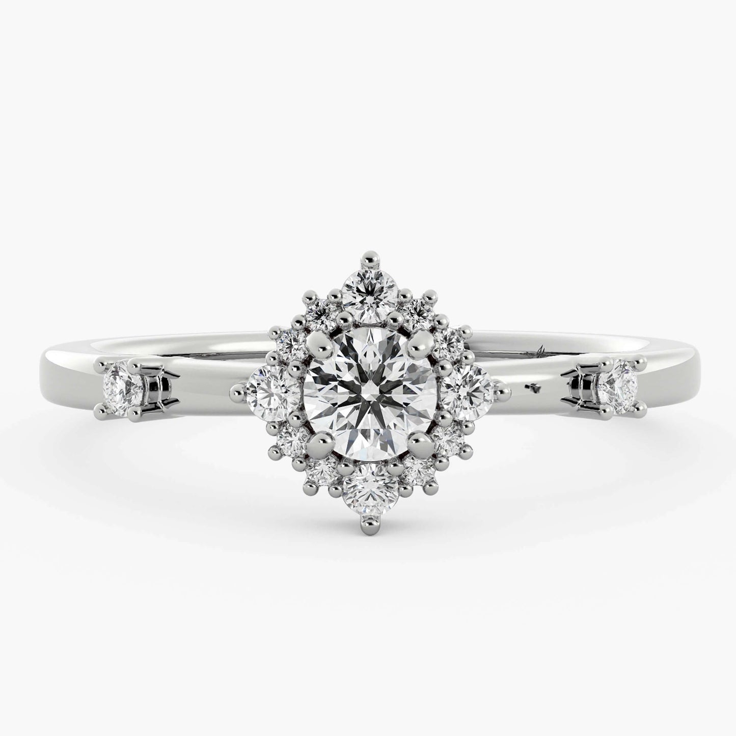 Cluster Wedding Ring Star Burst Halo Ring For Her