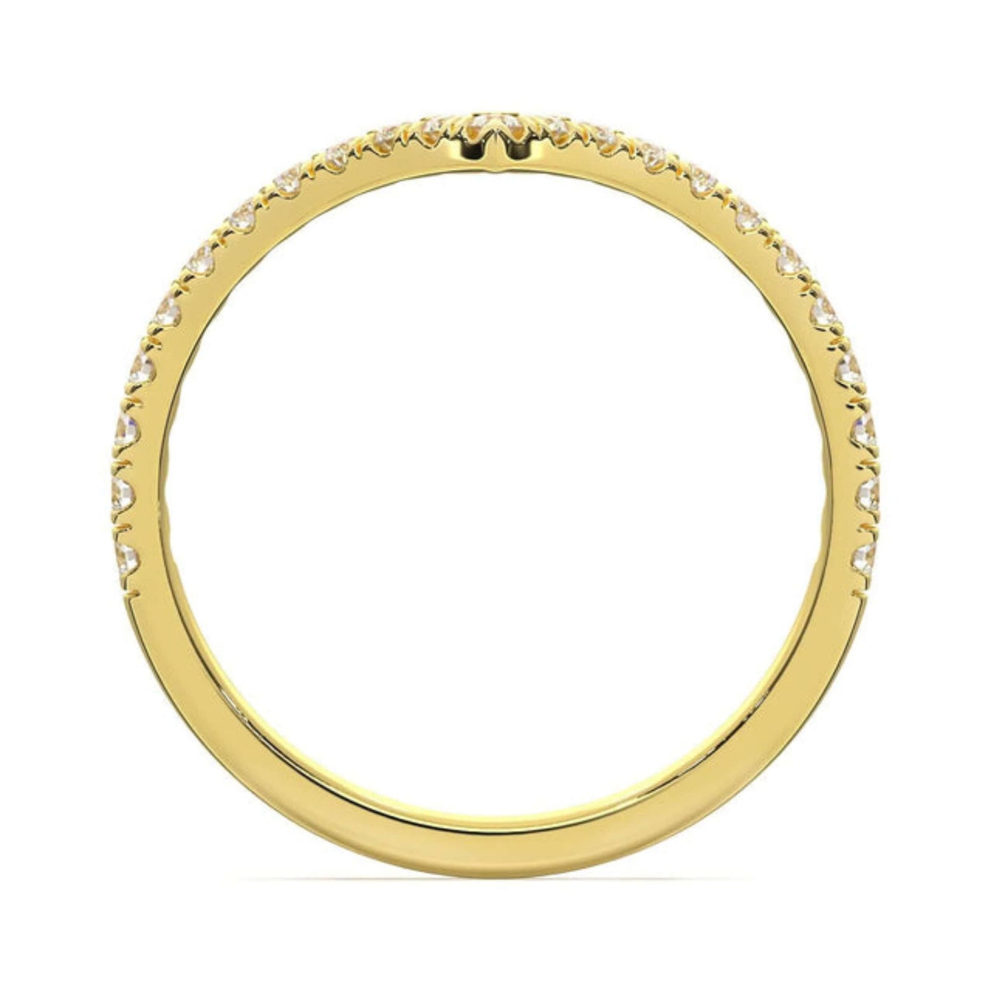 Curved Moissanite Wedding Band in 14k Solid Gold