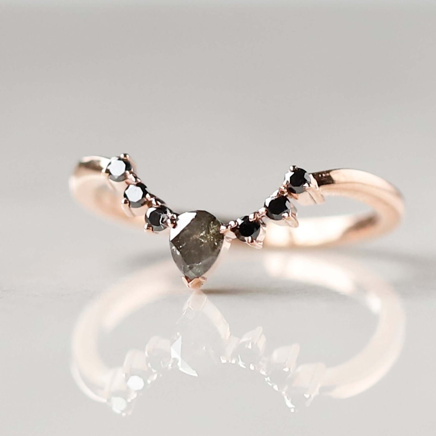 Curved Salt and pepper diamond wedding band