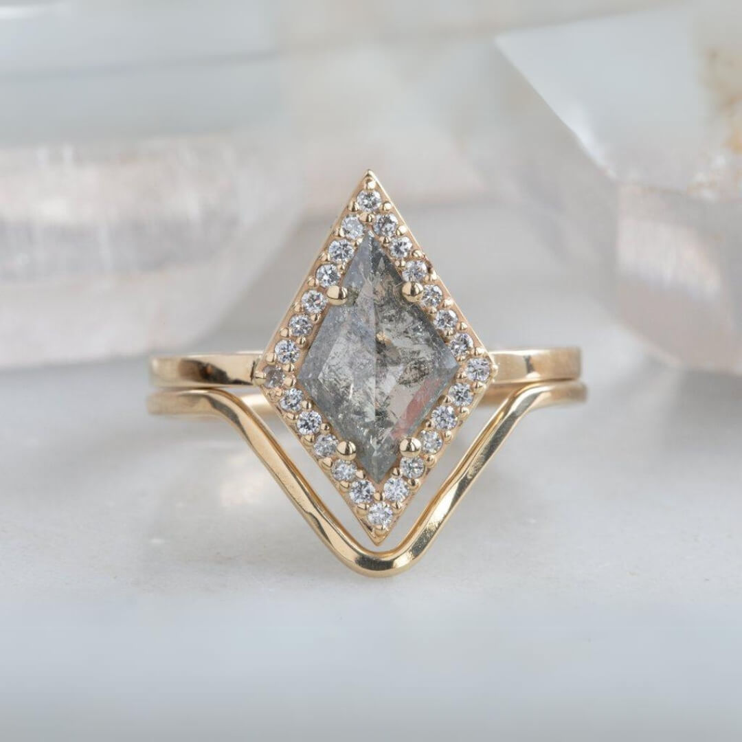 Chevron Stacking Band Curved wedding band Vintage rose gold Marquise Cut Diamond Emerald wedding band