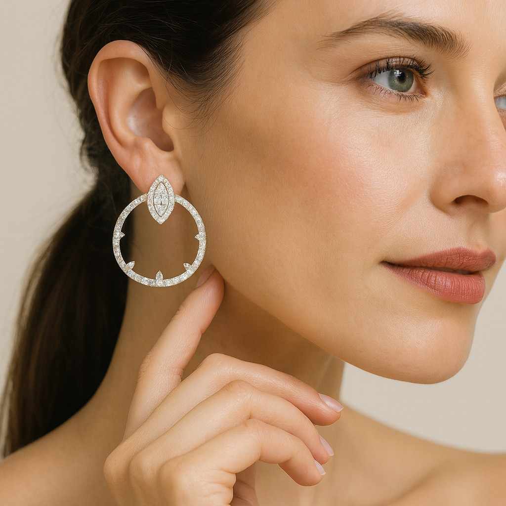 Custom Leaf Birthstone Earrings, Daily Earring, Diamond Dangle Earrings, Birthday Gift, Grandma Gift for Mom, Christmas Gift for Her