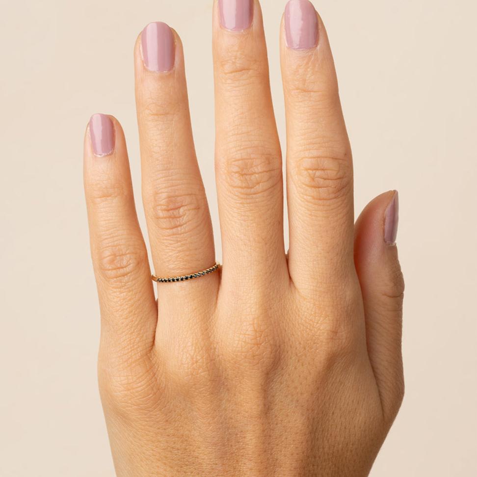 Dainty Black Diamond Stacking Eternity Ring