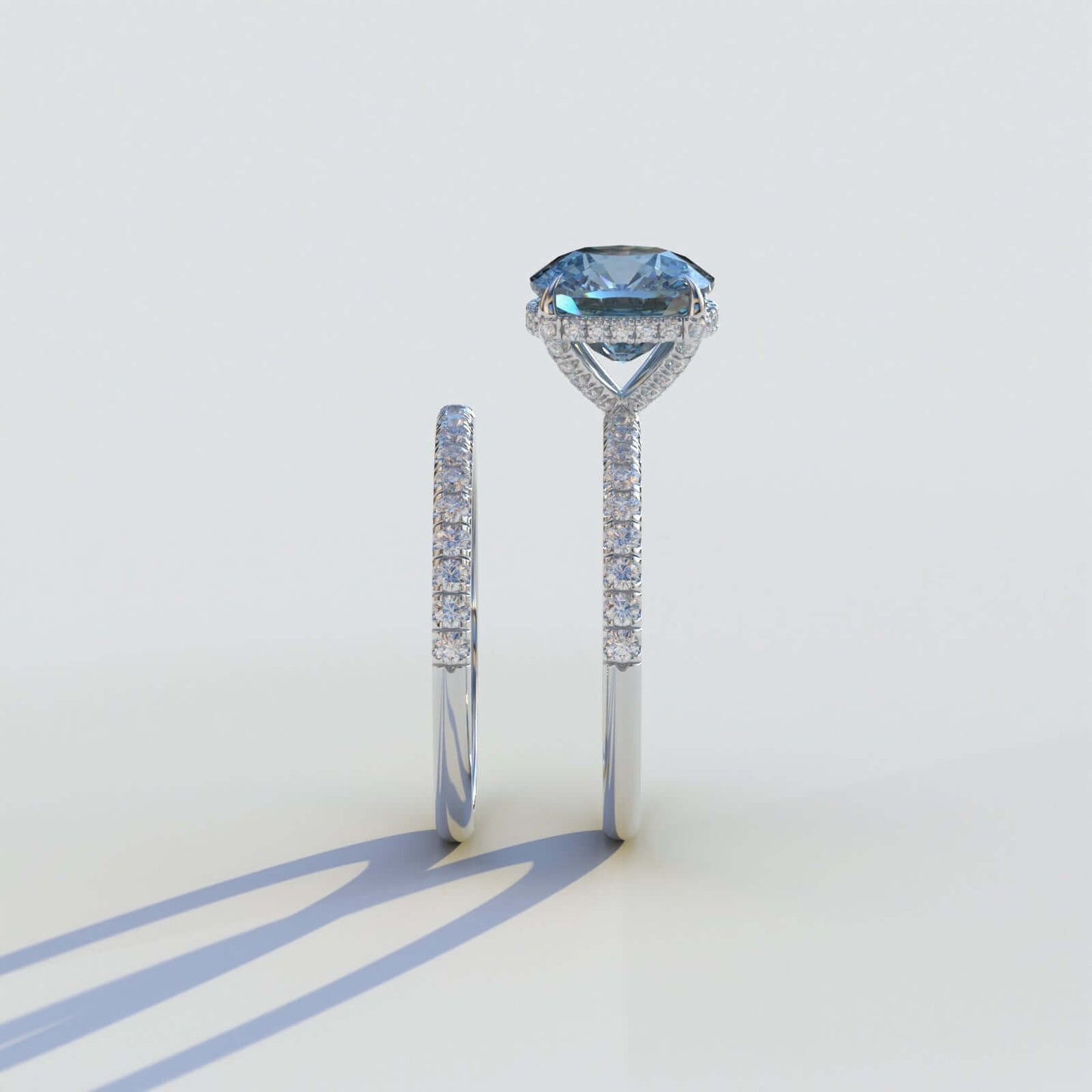 Dainty Halo Anniversary Ring Set For Her