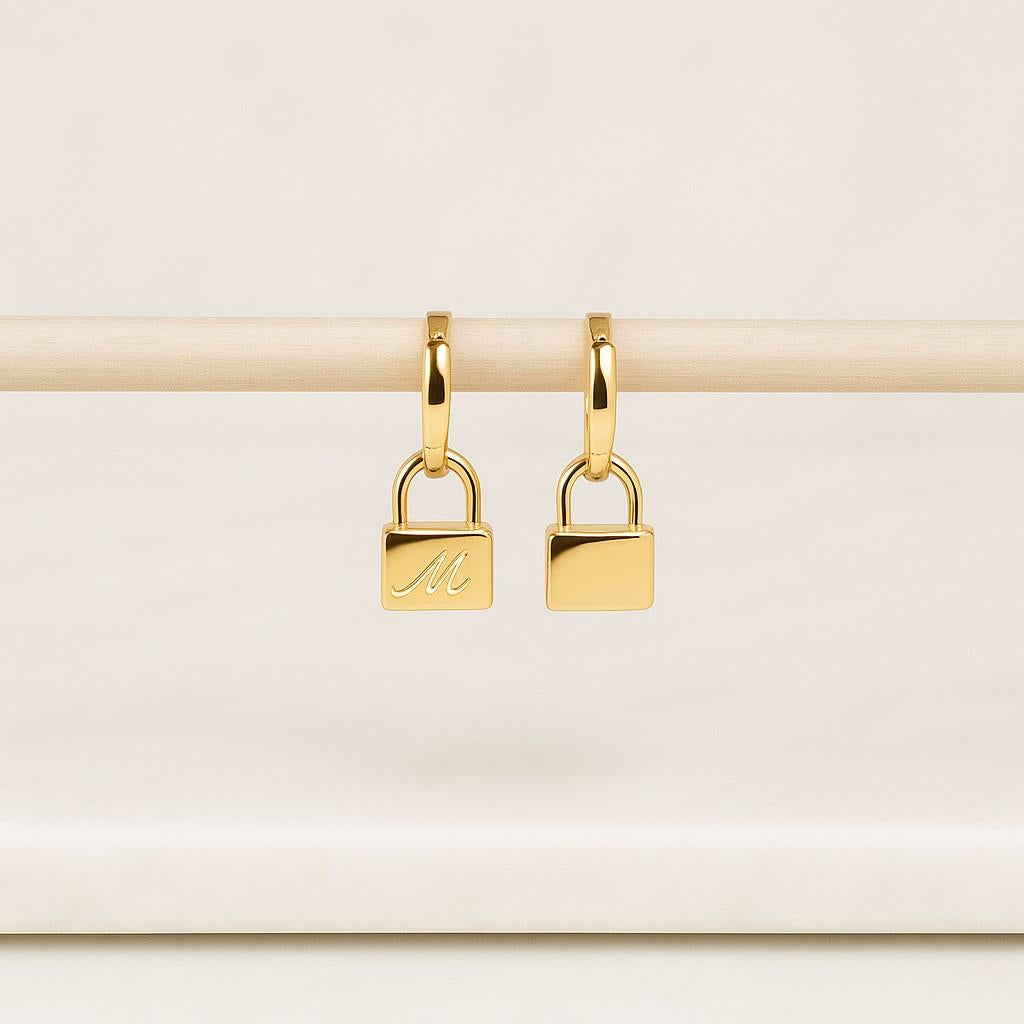 dangle hoop earring personalized gold jewelry gift for gf