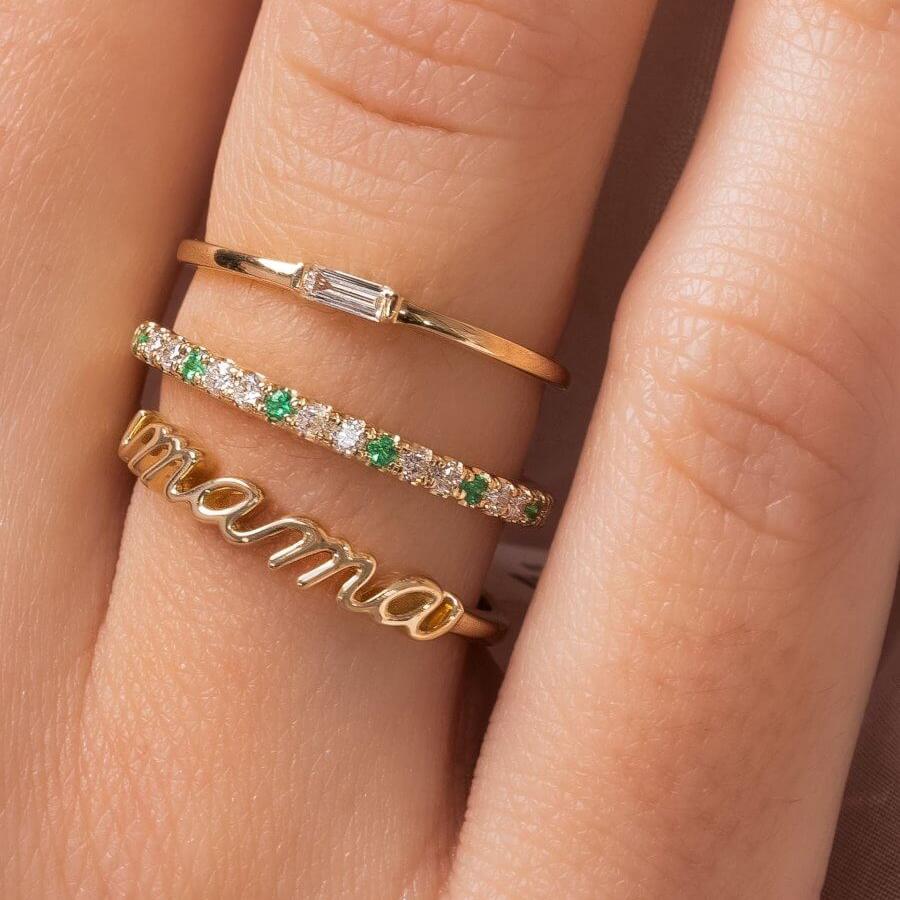 Delicate Double Name Ring Gift For Mom