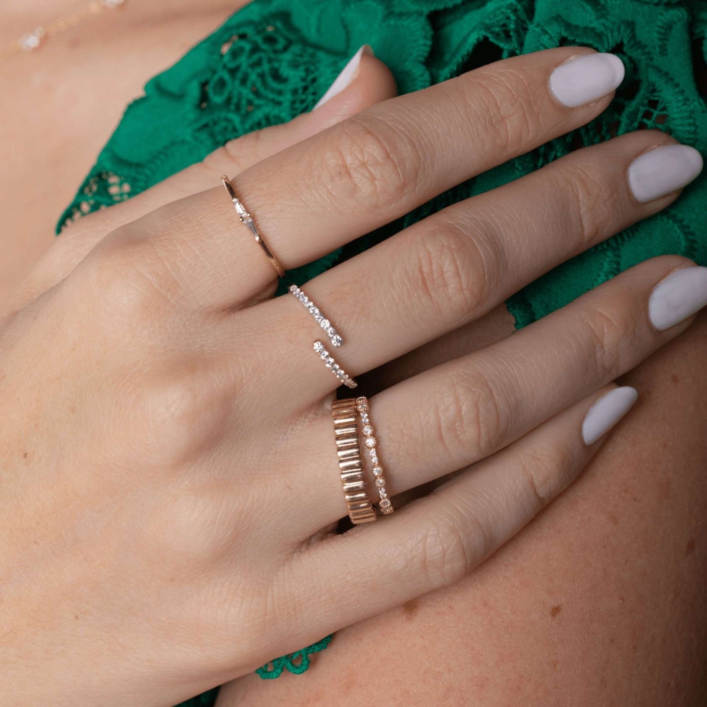 Delicate Round Cut Moissanite Band