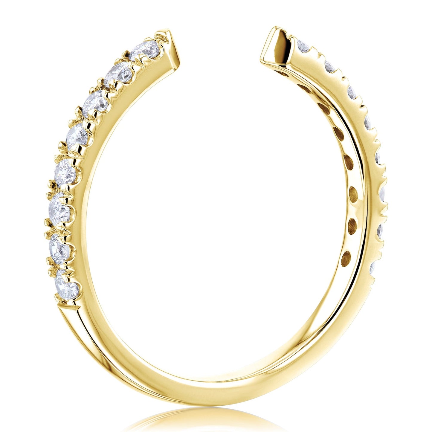 Diamond Cuff Ring, Stacking Diamond Open Ring