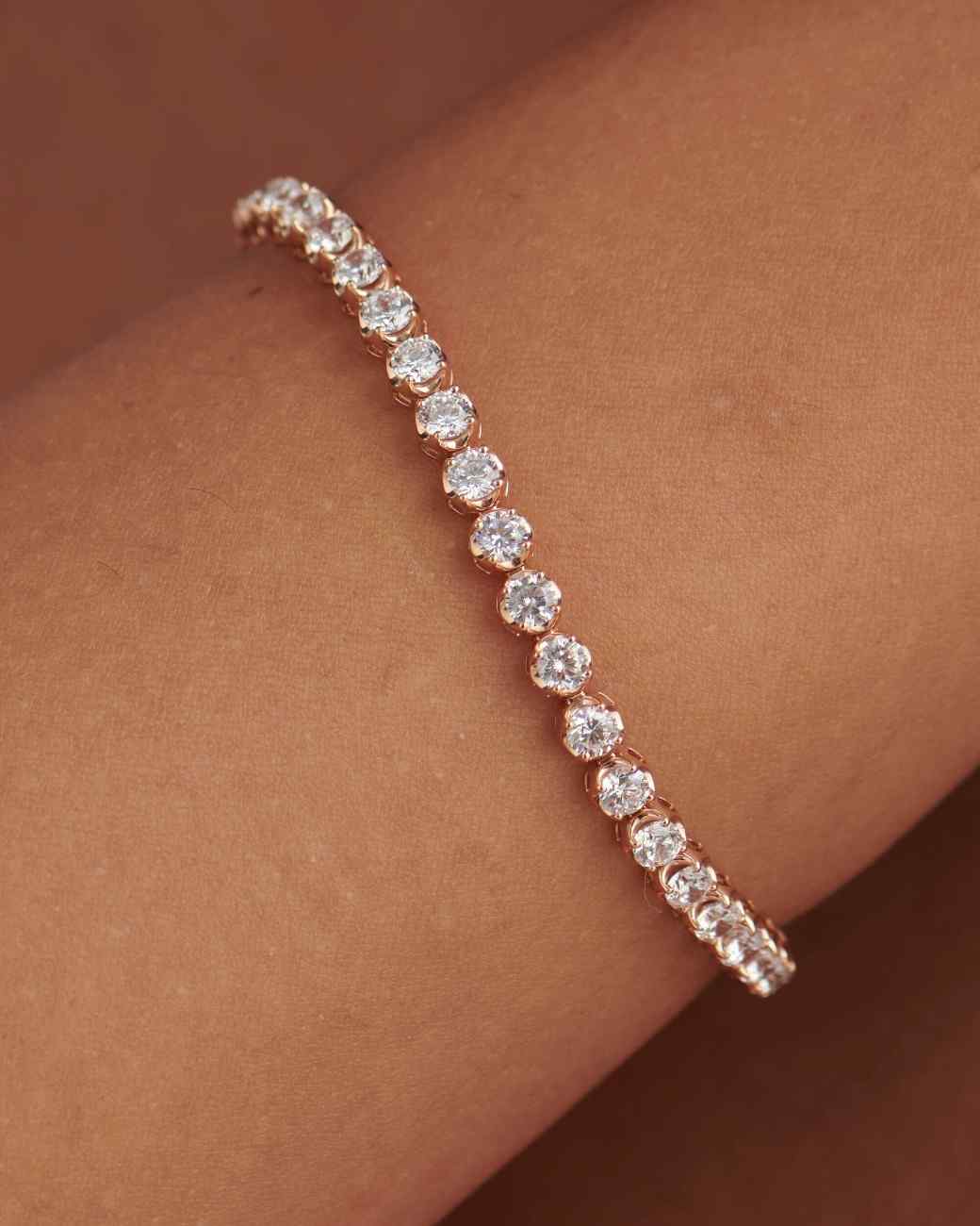 Diamond Round Cut Thin Tennis Bracelet Gold Lab Grown Diamond Round Prong Set Tennis Bracelet