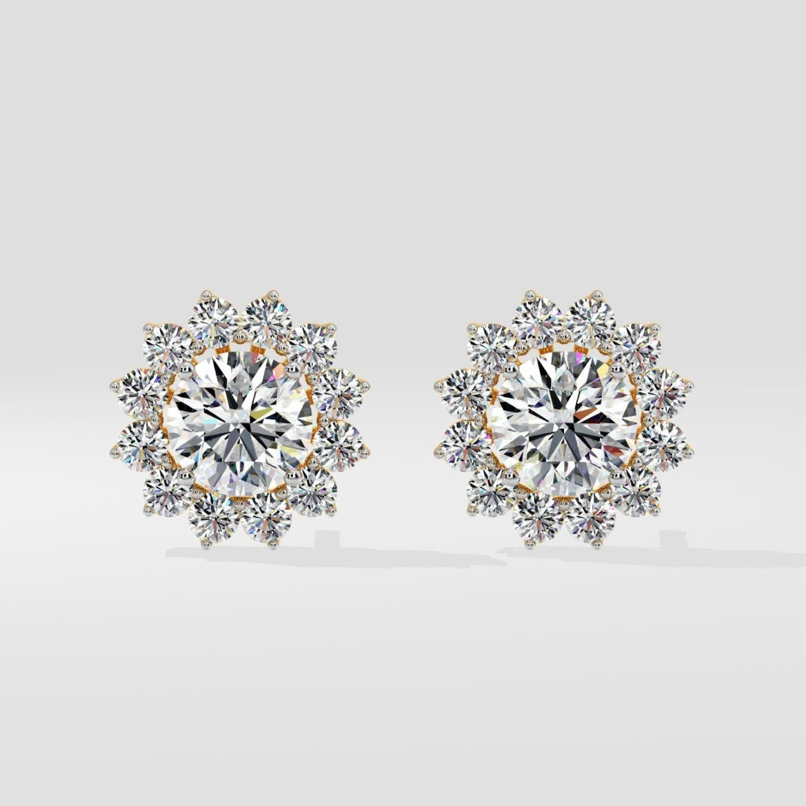 Diamonds Flower Charm Minimalist Stud Earrings