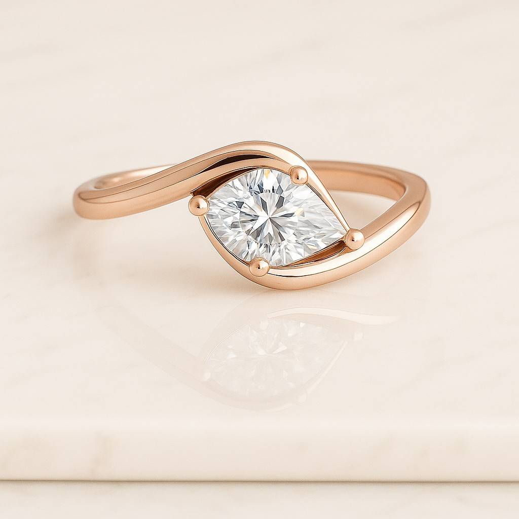 East west Marquise Cut Moissanite Engagement Ring 1.50 CT Marquise Cut Horizontal Stone Wedding Ring