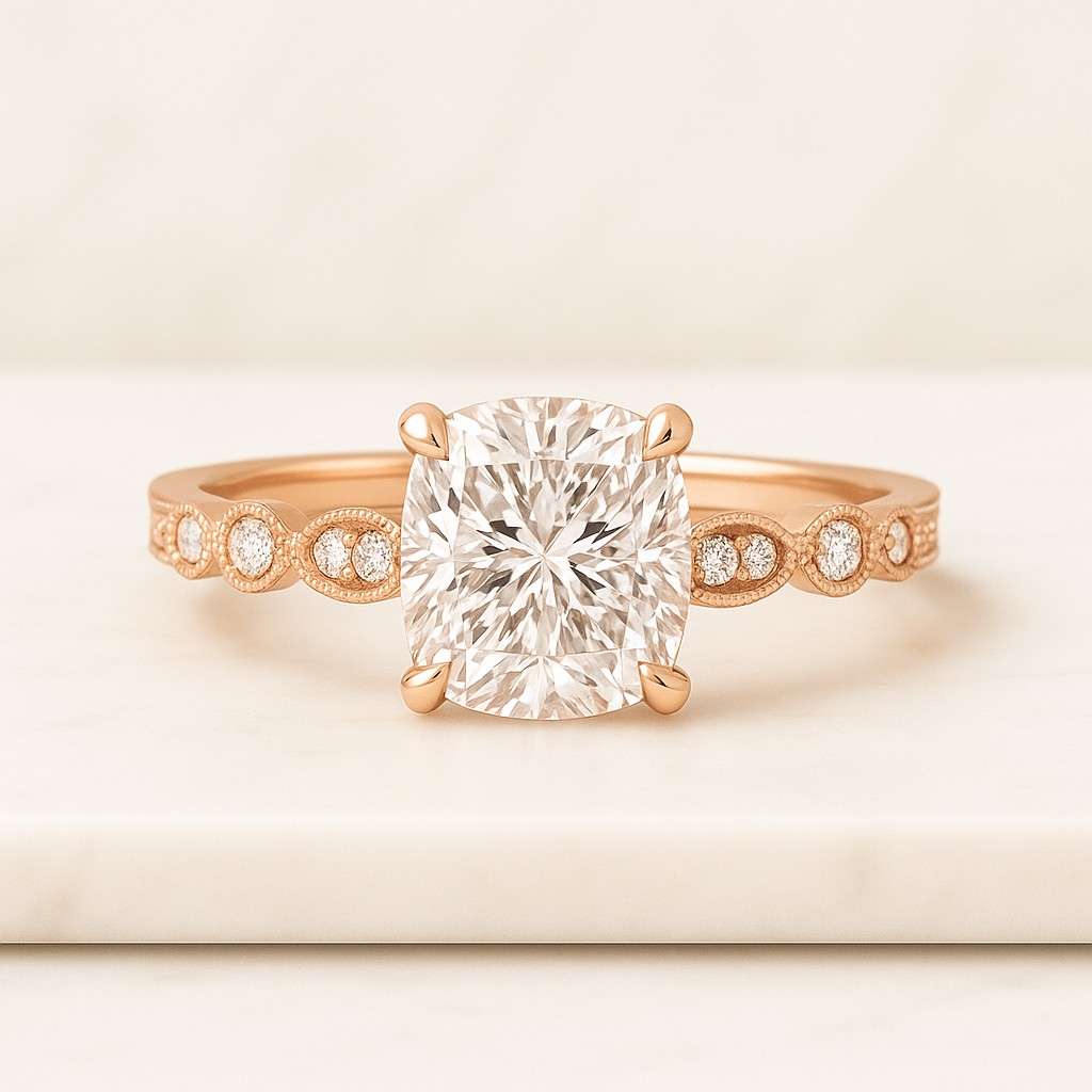 elongated cushion diamond engagement ring solitaire cushion anniversary ring 4 claw prong set ring