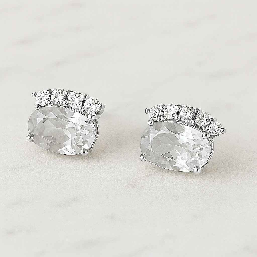 Buy 2.00 CT Oval Cut Half Halo Birthstone Stud Earrings Online