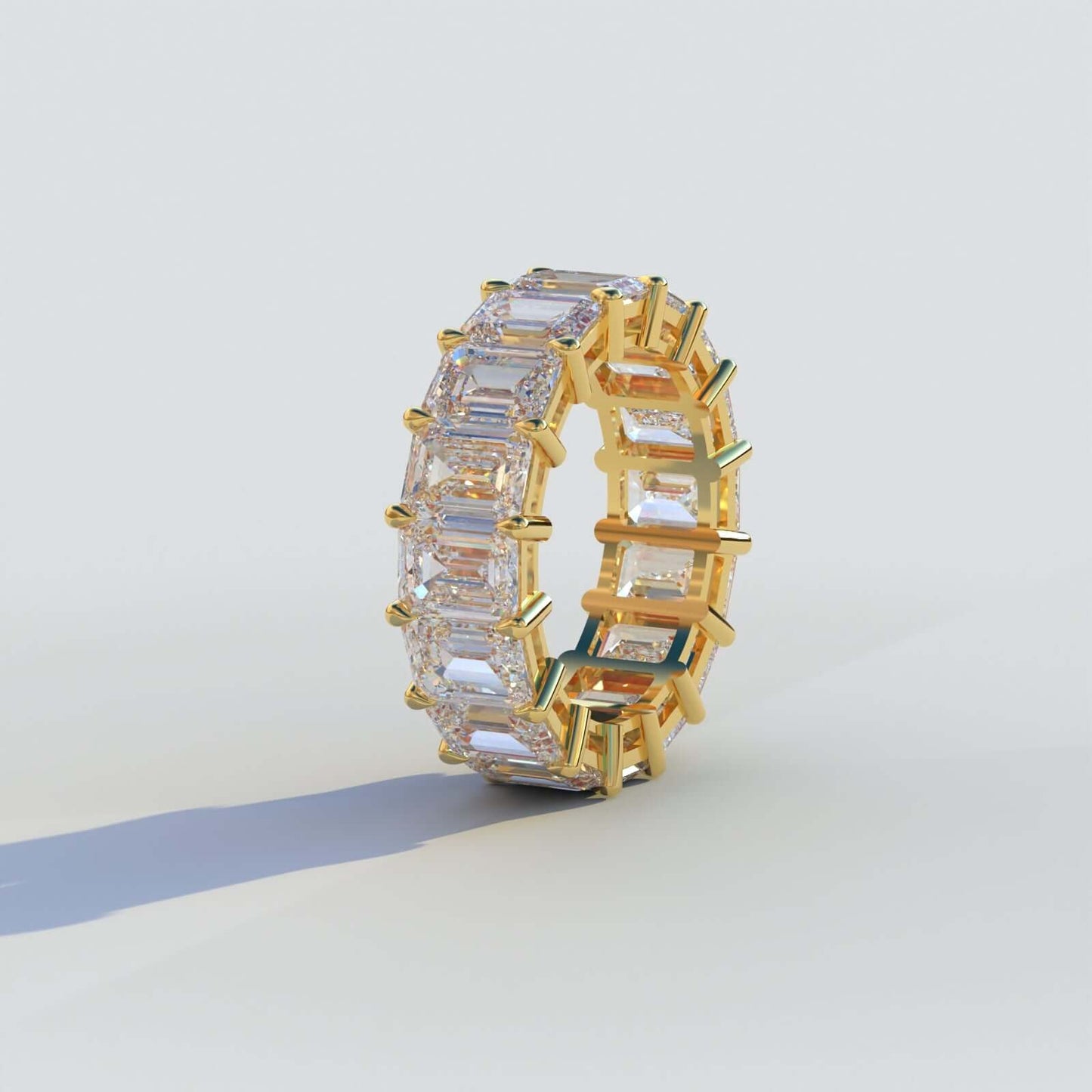 Emerald Cut 14K White Gold Eternity Wedding Band