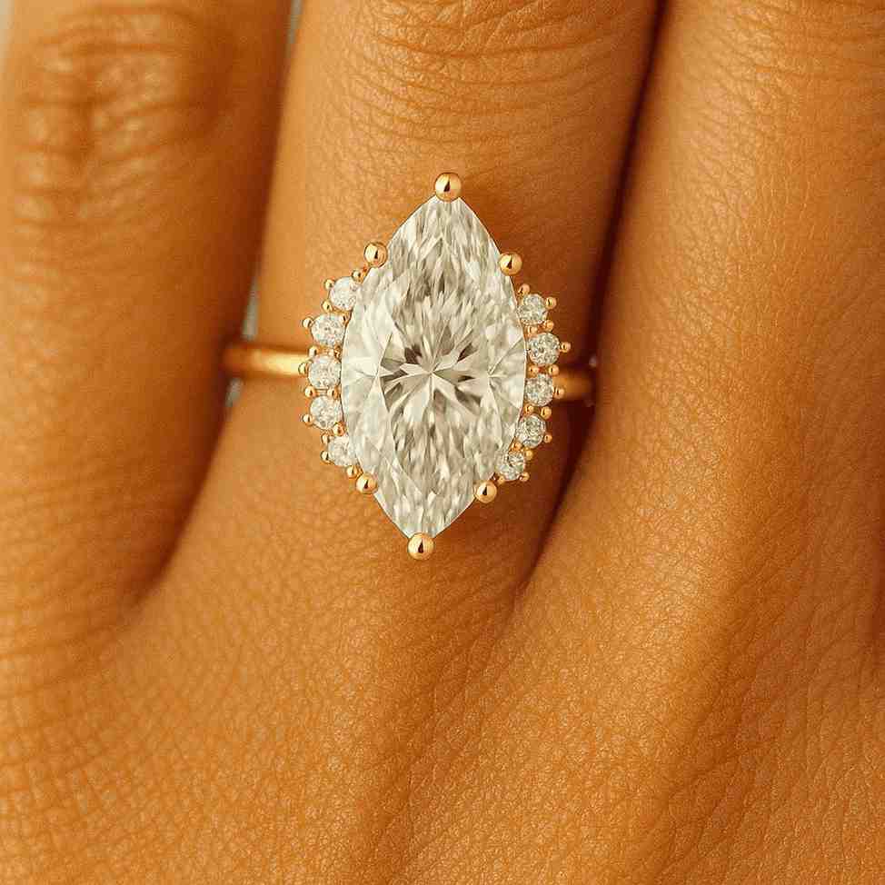 Emerald Cut 5.75 carat IGI Certified DVVS2 Lab Grown Diamond Hidden Halo Engagement Ring, 3 Rows Side Round Cut Diamonds Solid 18k Gold