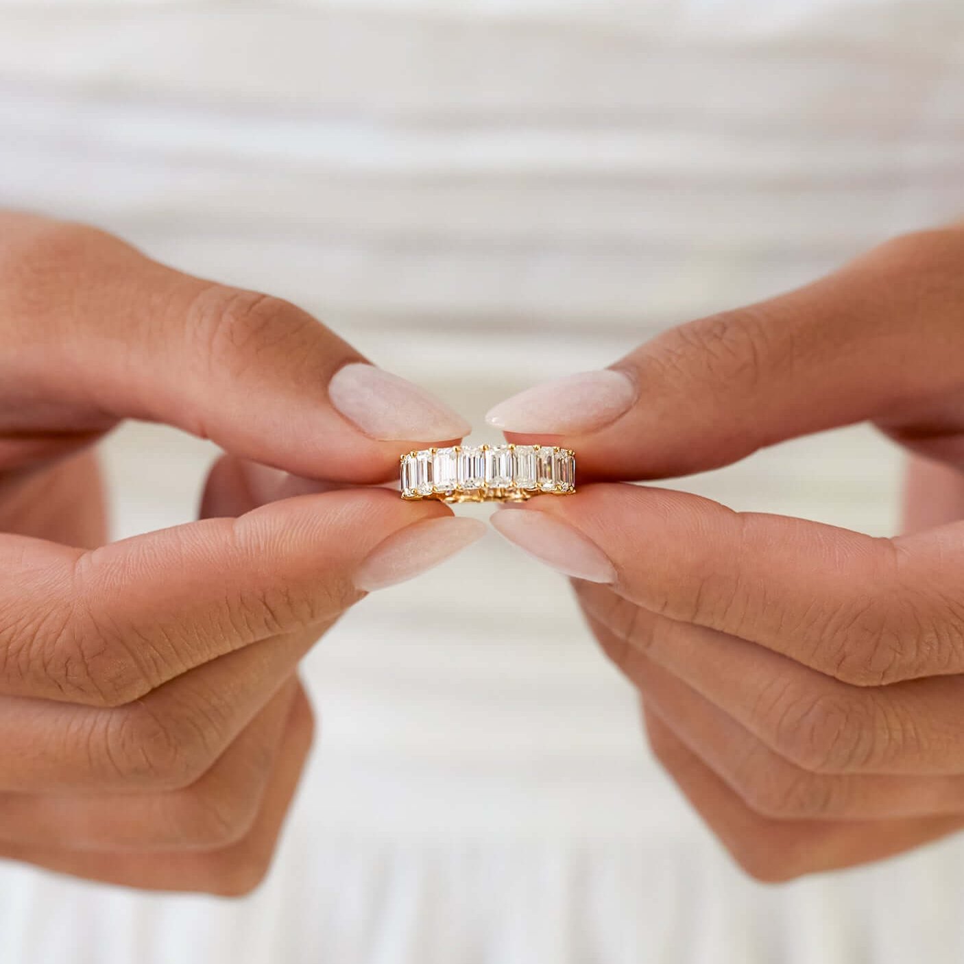 Emerald Cut Diamond Anniversary Ring