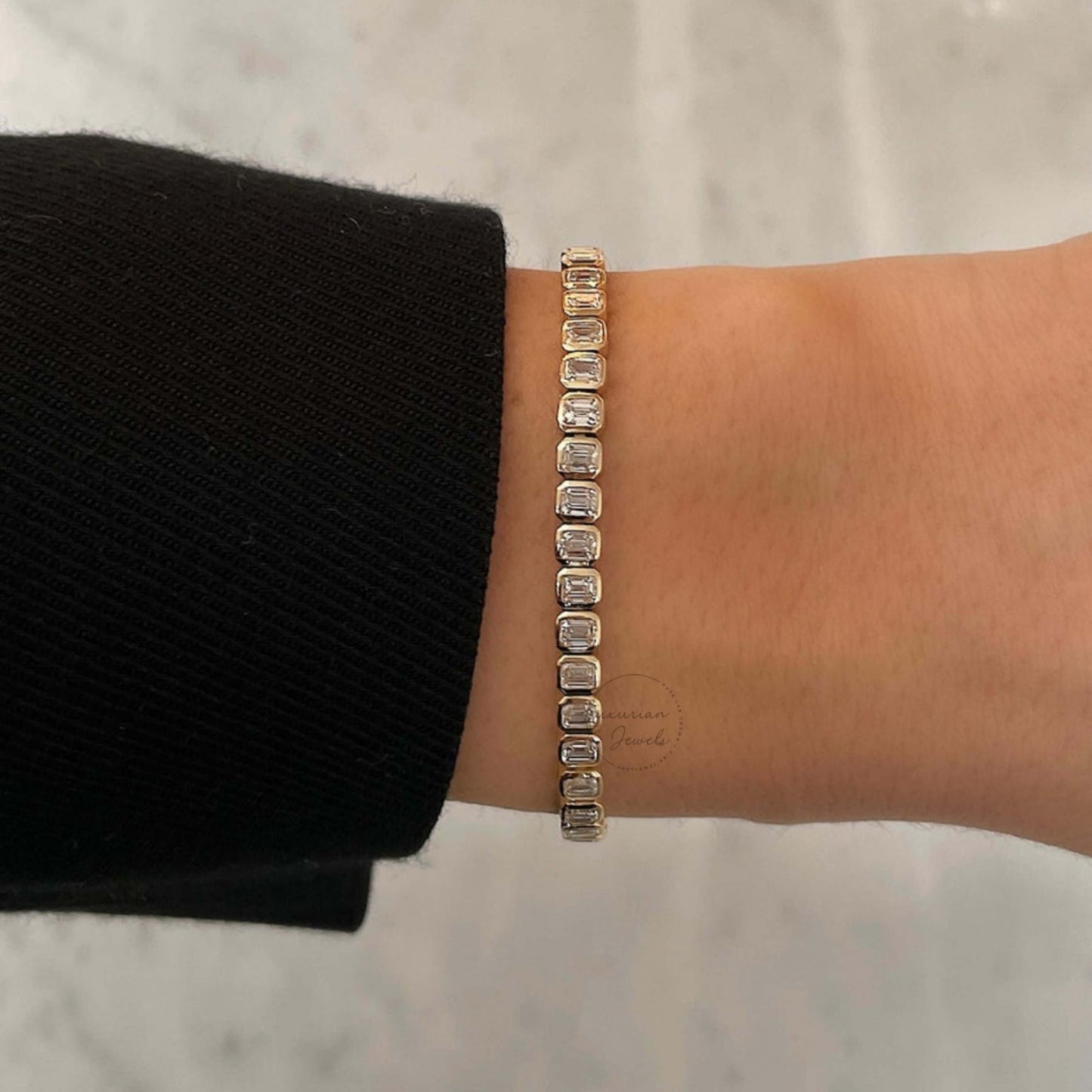 Emerald Cut Diamond Tennis Bracelet For Brother