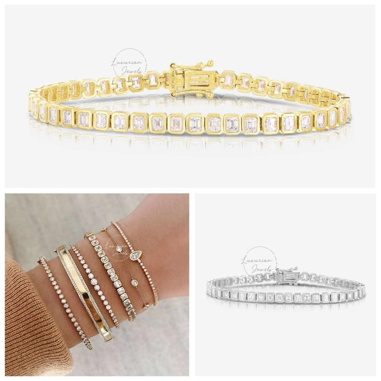 Emerald Cut Diamond Tennis Bracelet For Father