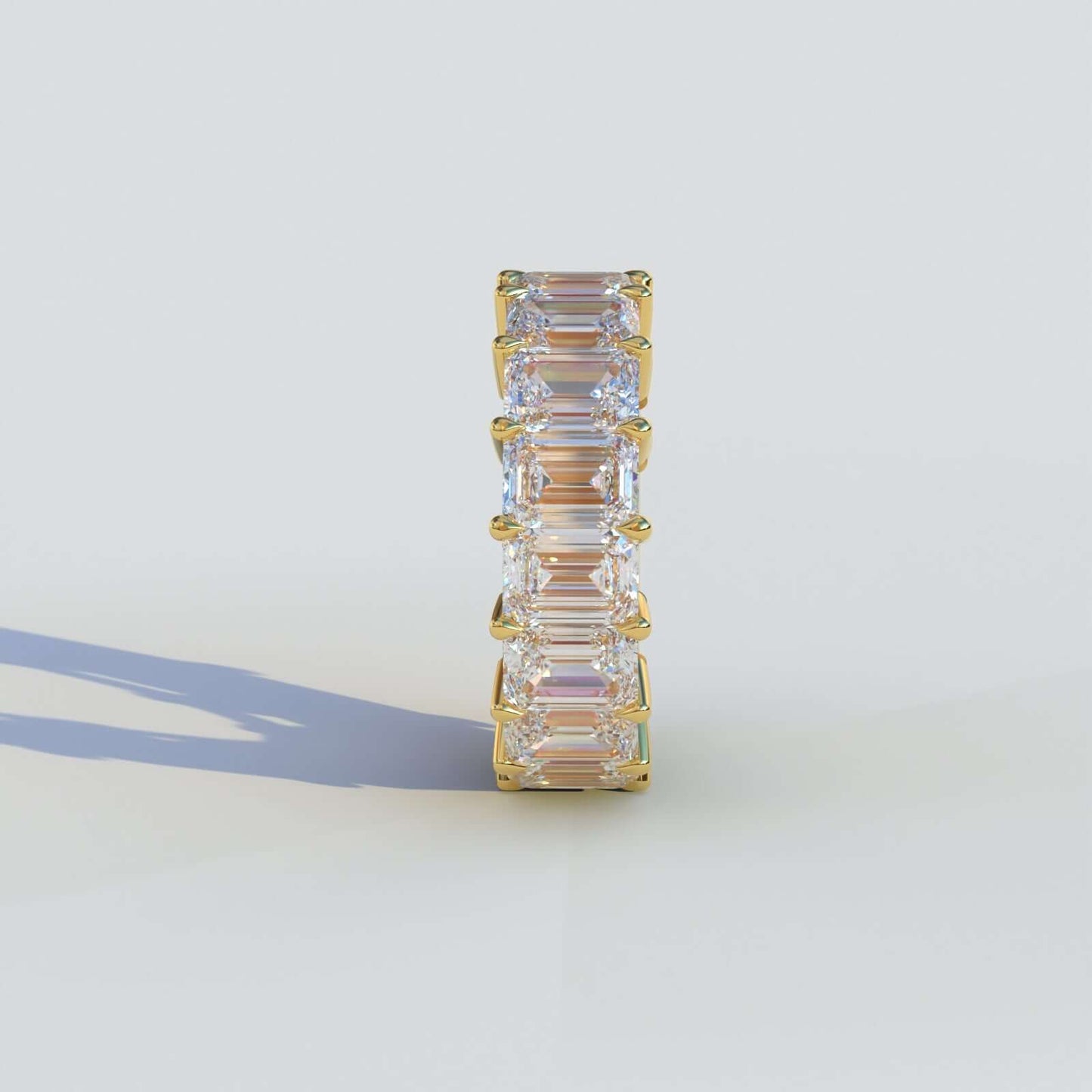 Emerald Cut Moissanite Band 14K White Gold E