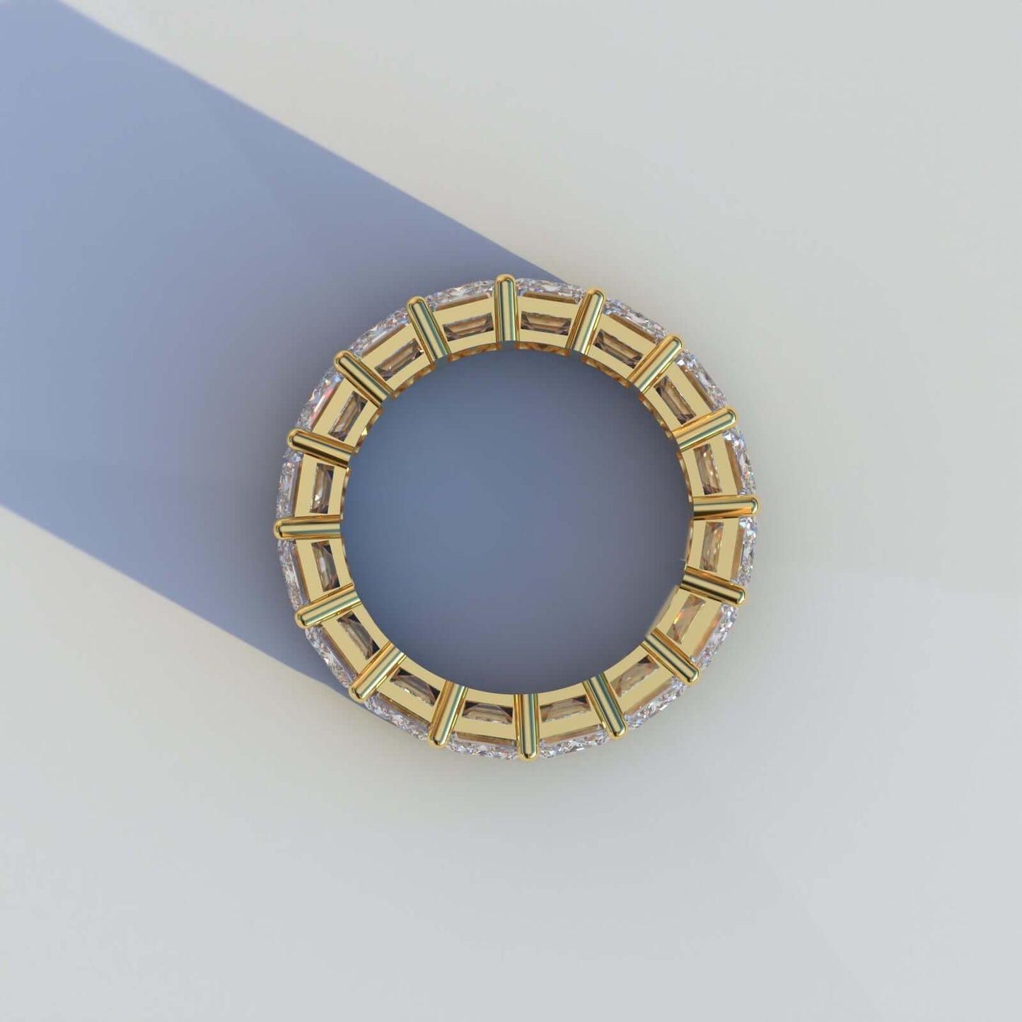 Emerald Cut Moissanite Wedding Band