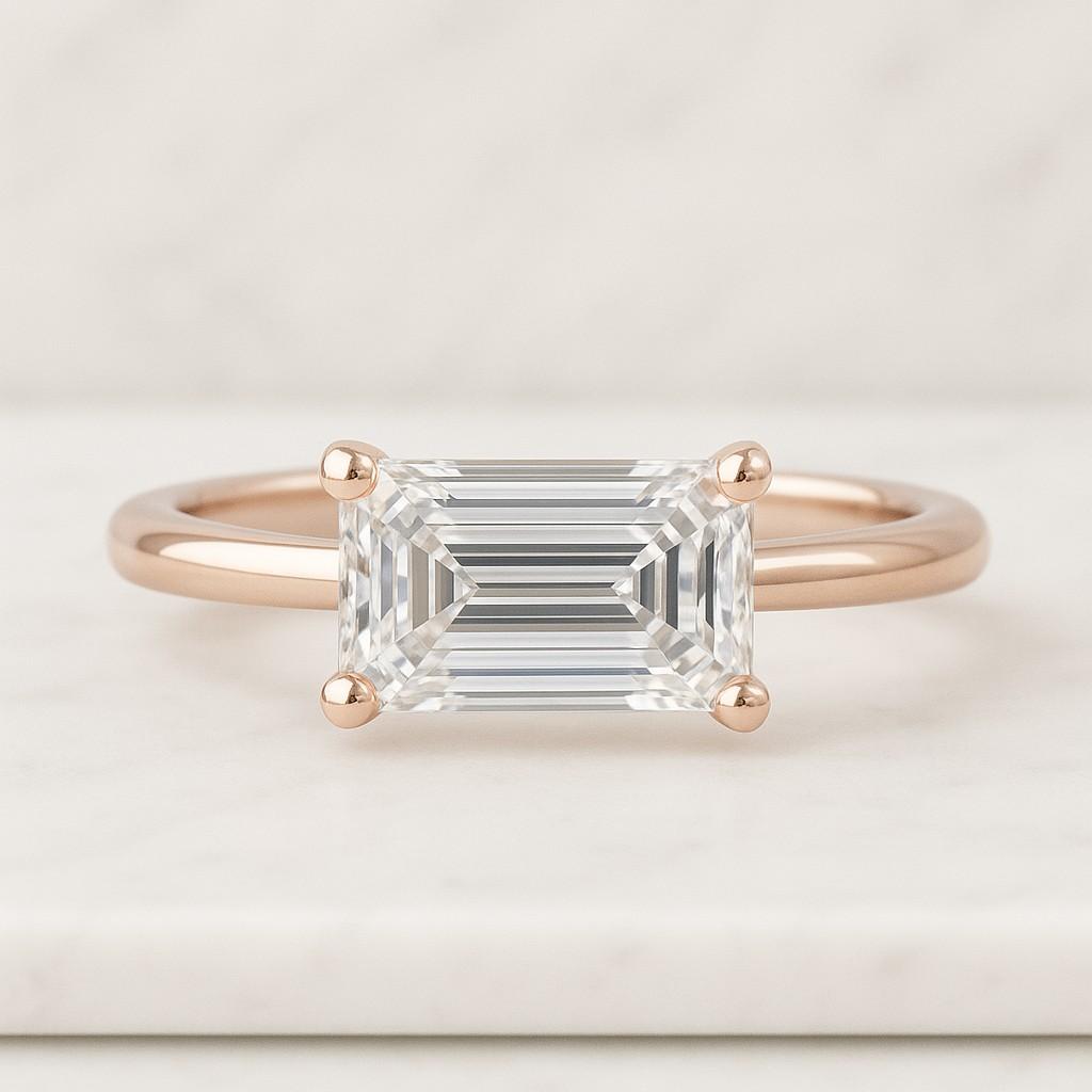 Emerald Cut Moissanite Wedding Band Set Moissanite Engagement Ring