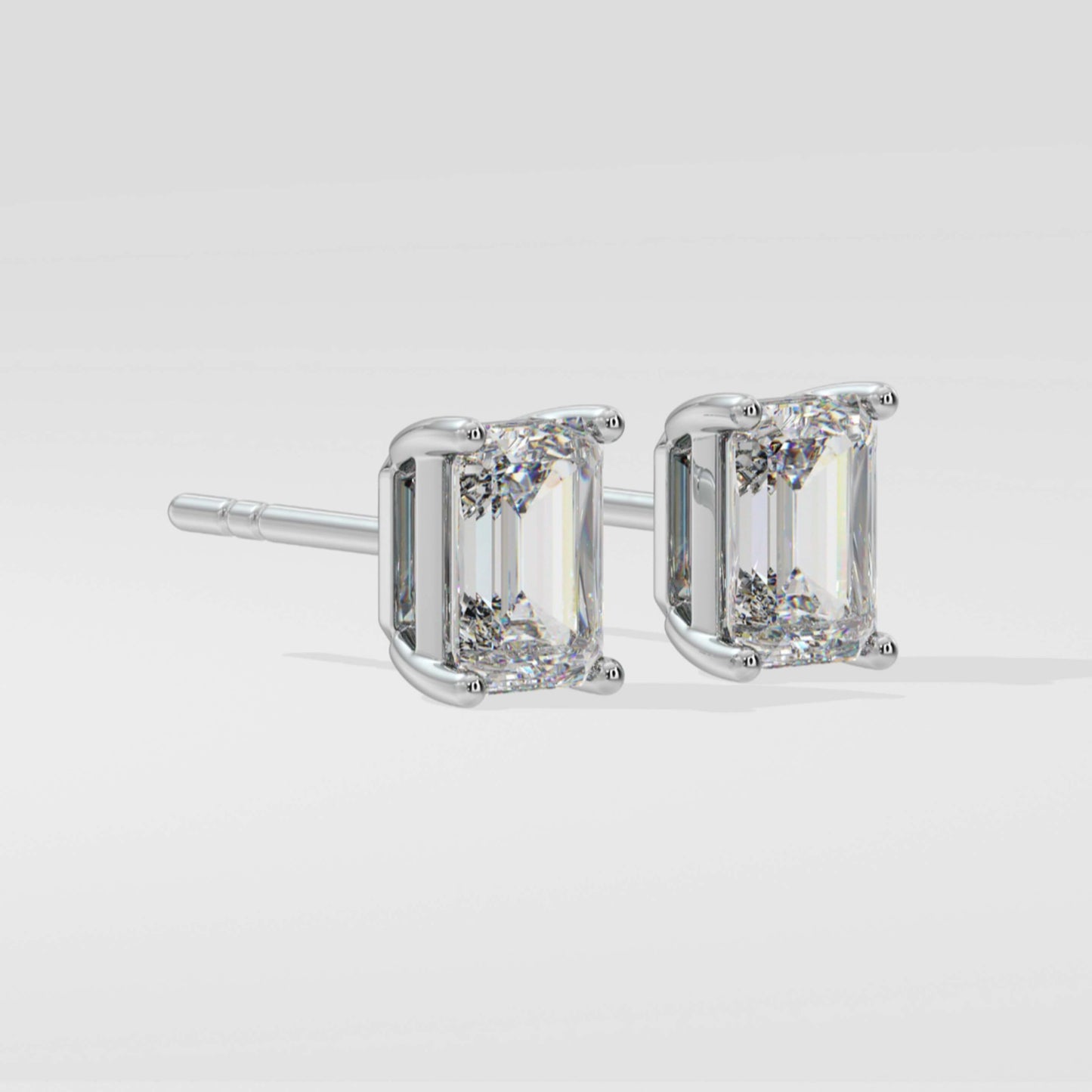 Emerald Cut Solitaire Stud Earring