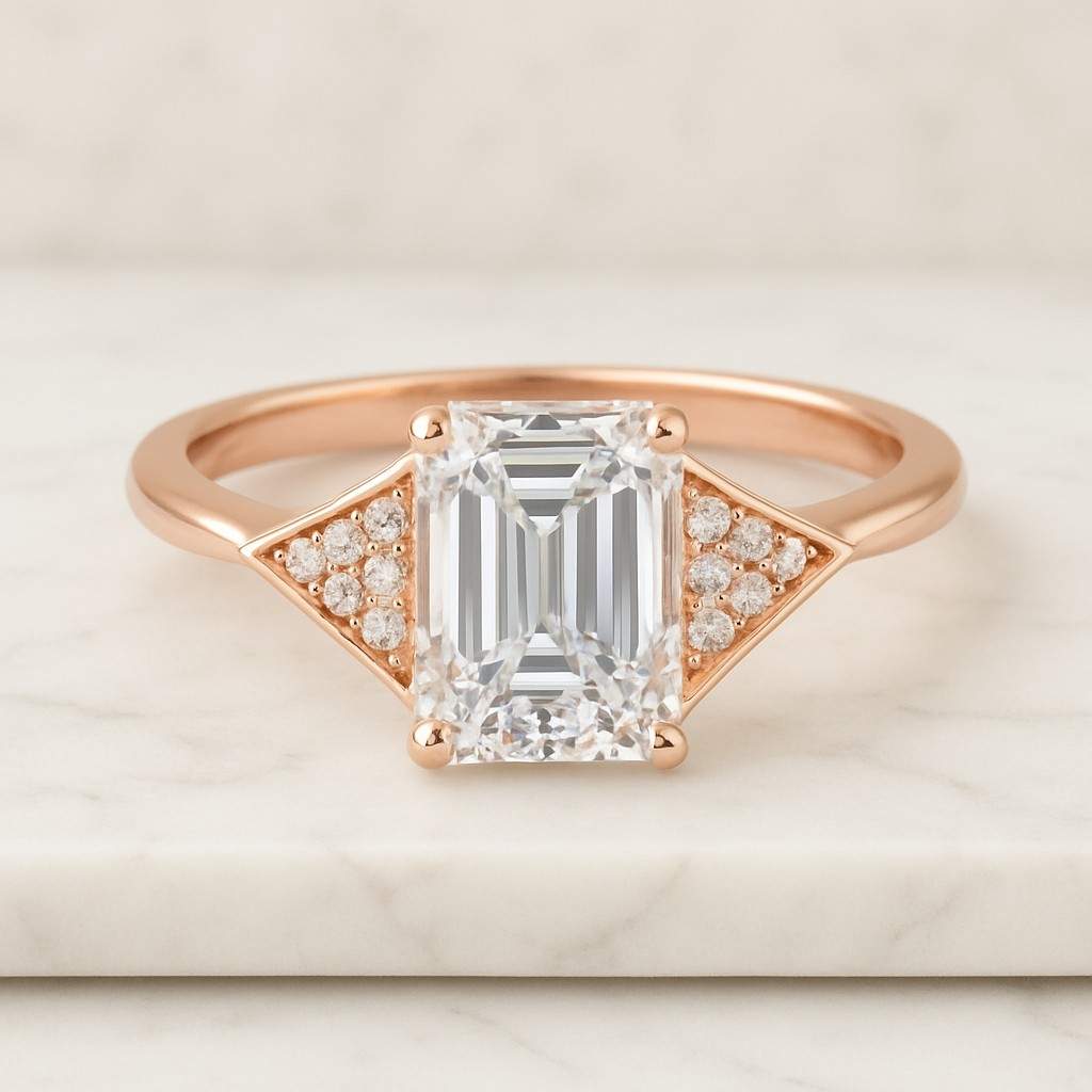 Emerald Marquise Pear Round Cut Cluster Ring 1.50 CT IGI Lab Diamond Engagement Ring