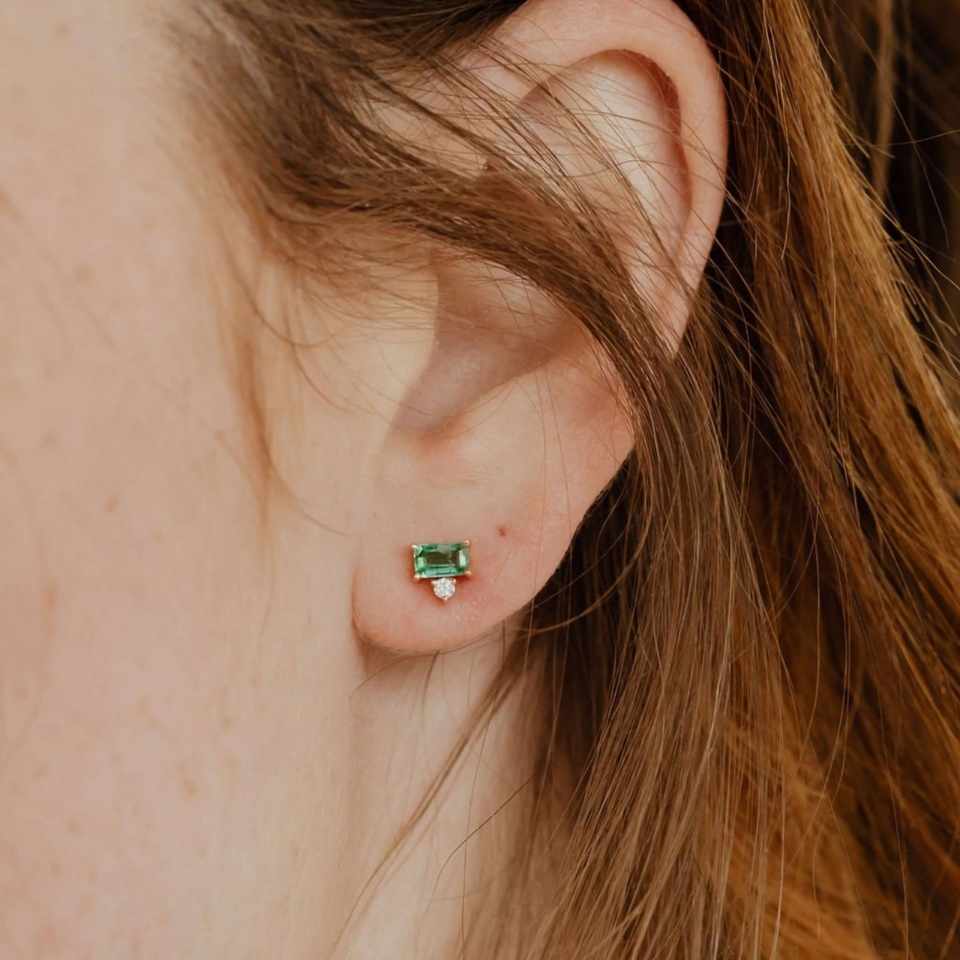 Emerald Shape Stud Earring