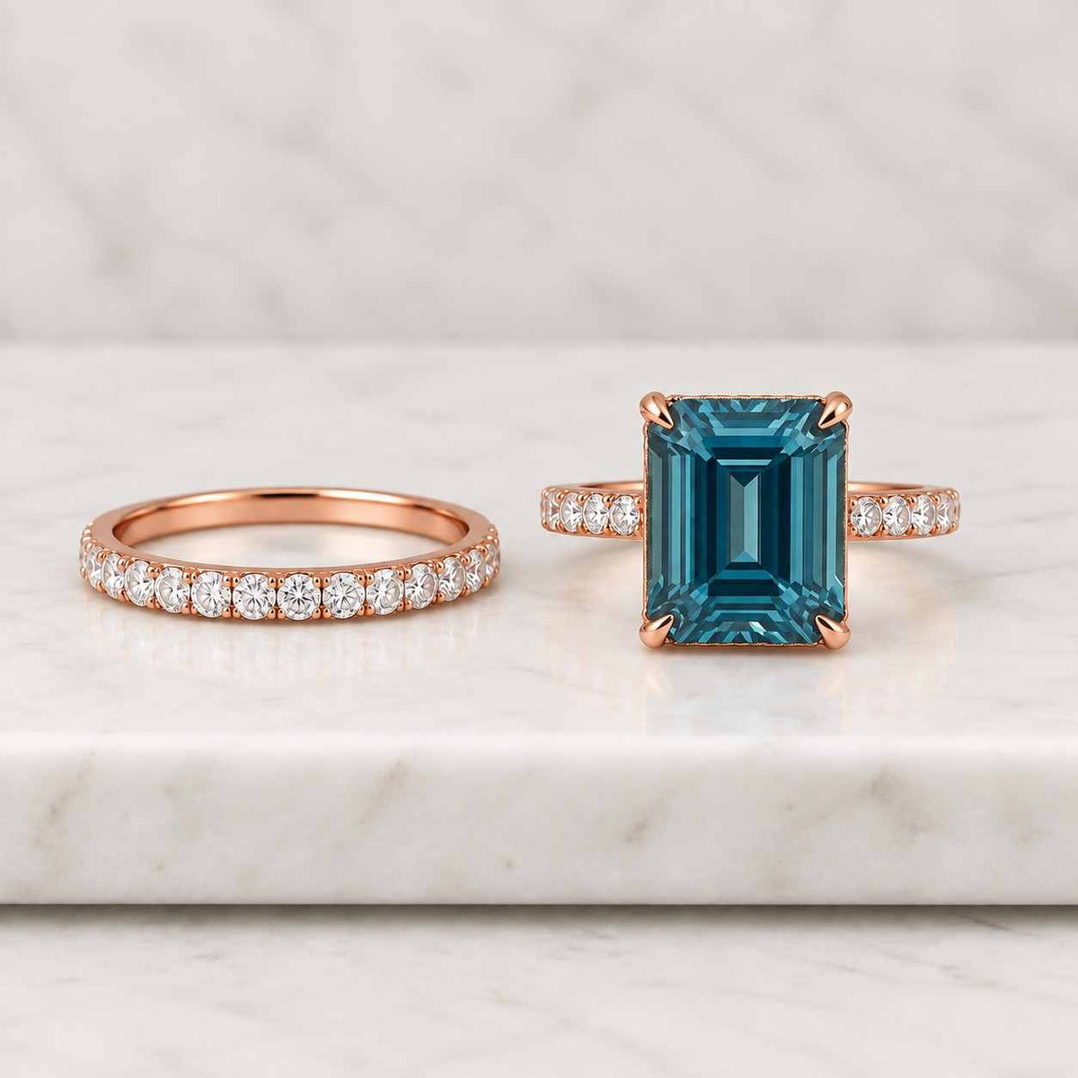 engagement ring emerald cut, 1.50 ctw 14k gold emerald cut lab-grown diamond three stone engagement ring, minimalist wedding ring,