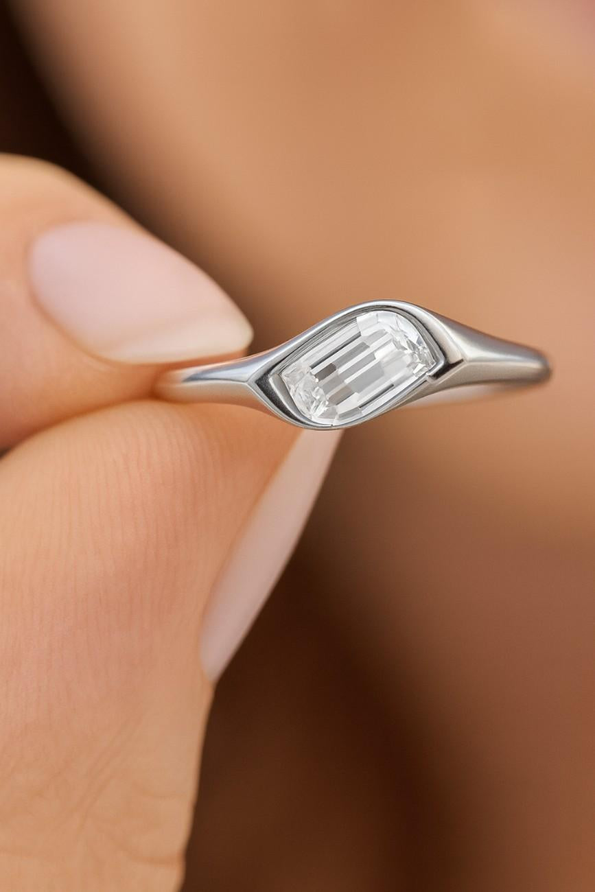 Engagement Ring Genuine Lab Grown Diamond Anniversary Ring Unique Proposal Ring for Her Six Claw Prong Setting Ring Gifts