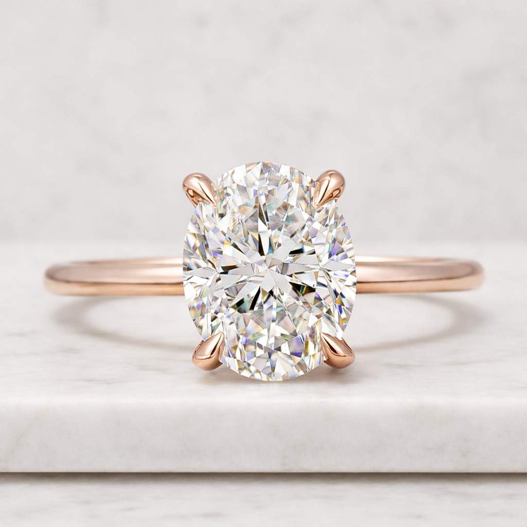 oval diamond engagement ring lab grown diamond solitaire ring wedding anniversary gifts simple diamond ring for proposal 10k 14k 18k gold
