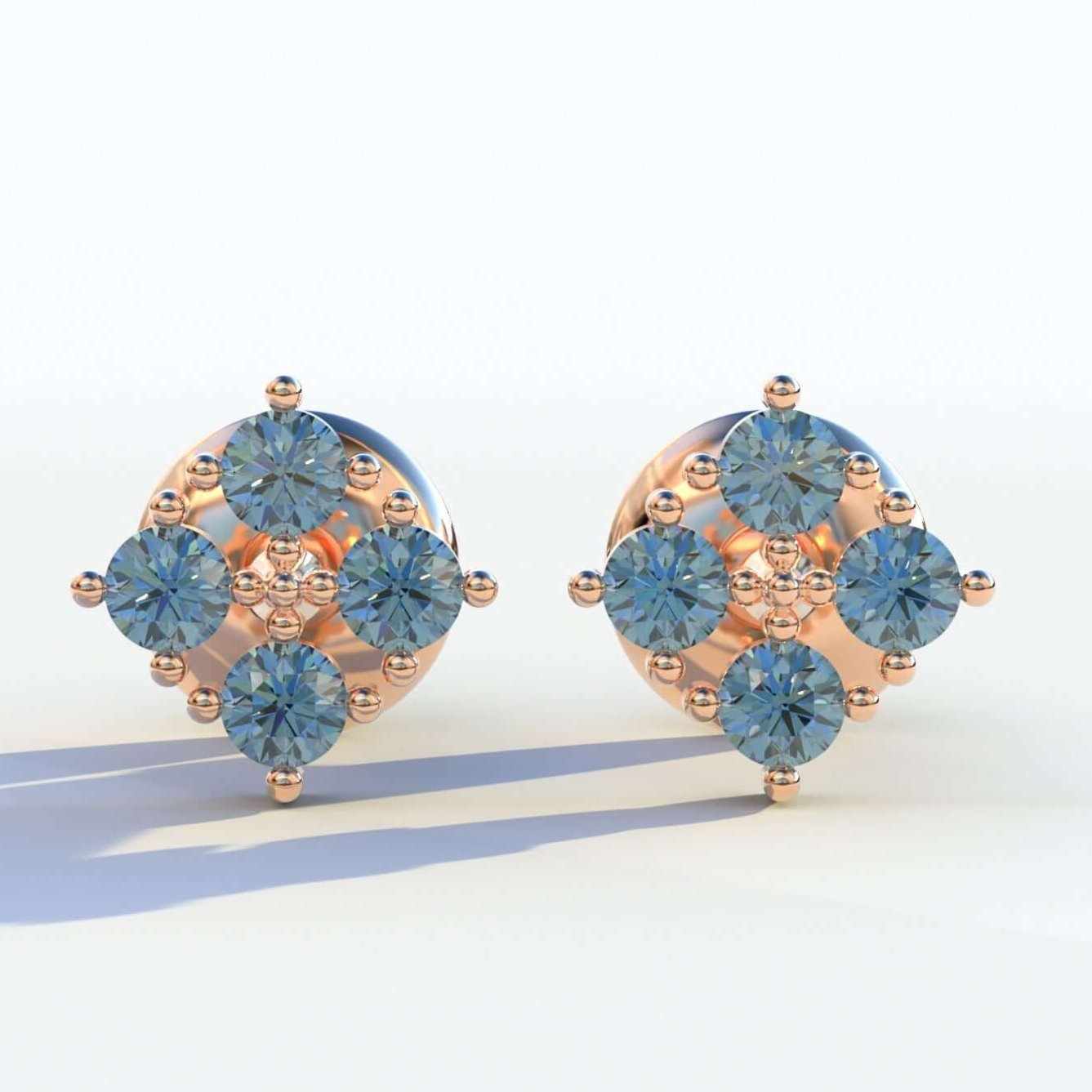 Floral Diamond Stud Earrings