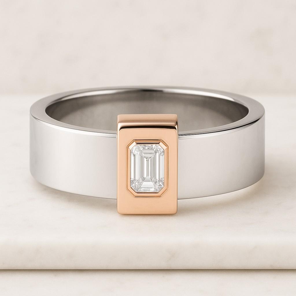 Genuine Lab Grown Diamond Band 5 Stone Ring Prong Setting Emerald Lab Grown Diamond Ring