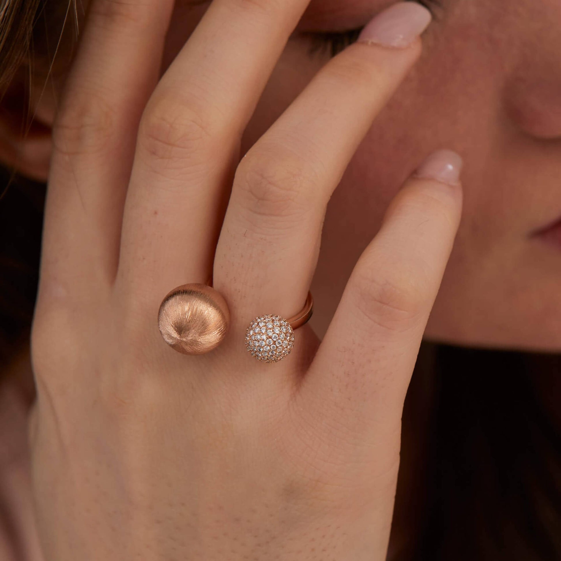 Geometric Jewelry, Offering Ring, Open Ball Ring, Open Cuff Ring