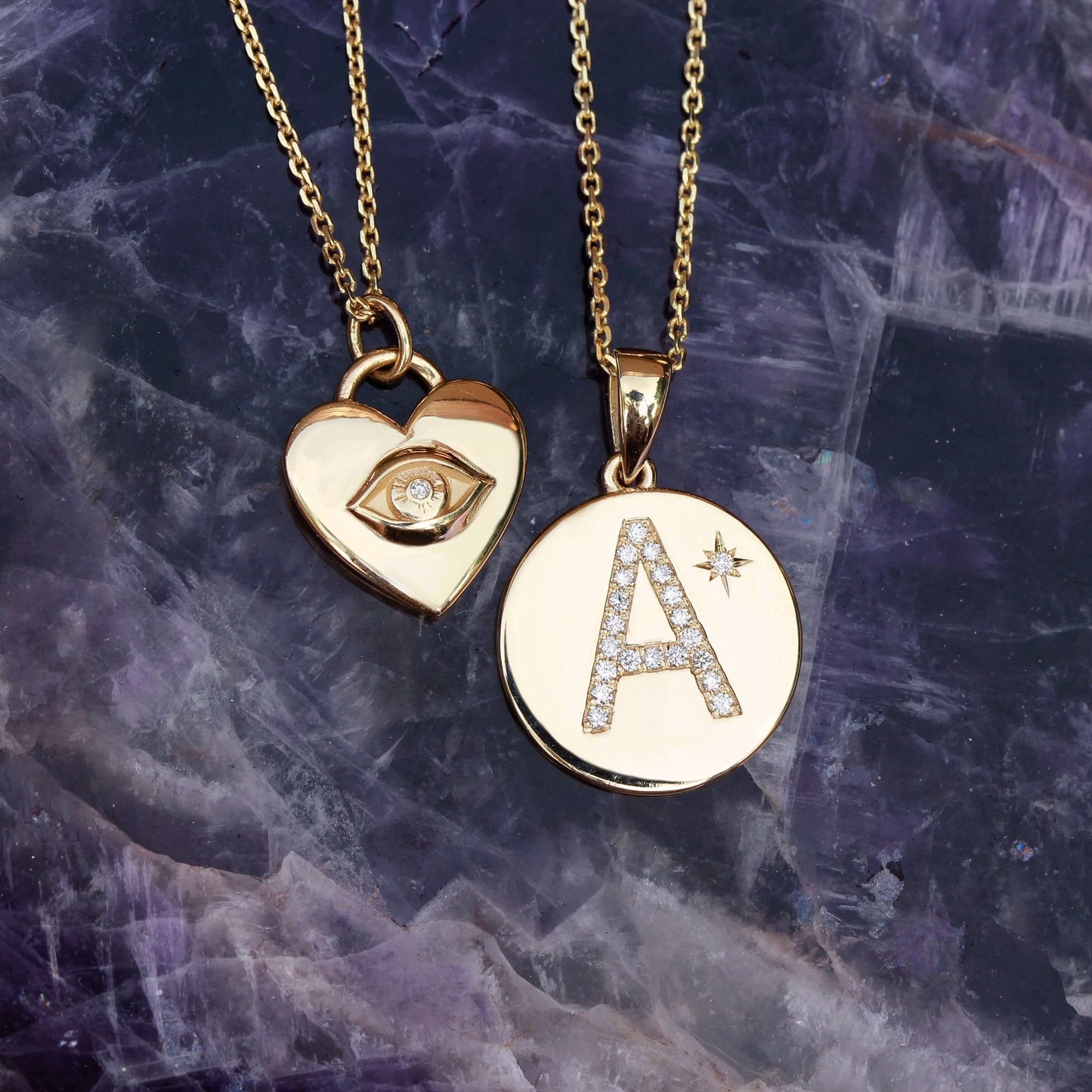 Gold Heart Evil Eye Necklace
