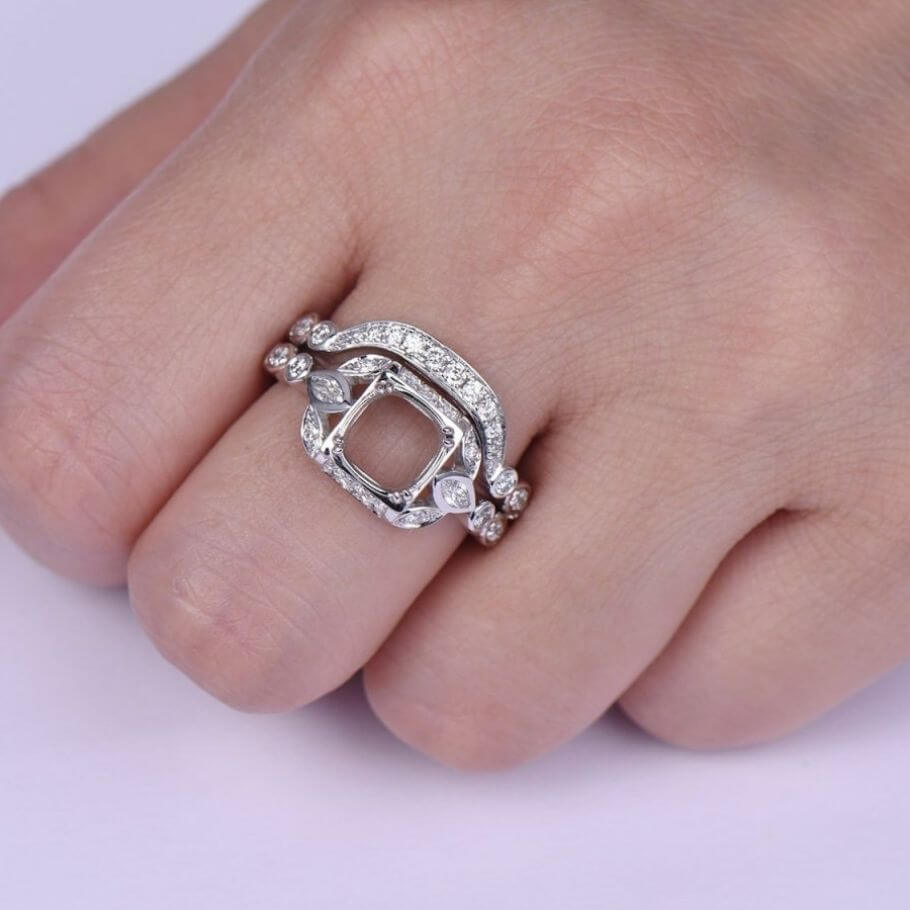 Halo Wedding Ring Semi Mount, Women Ring, Jewelry Gift