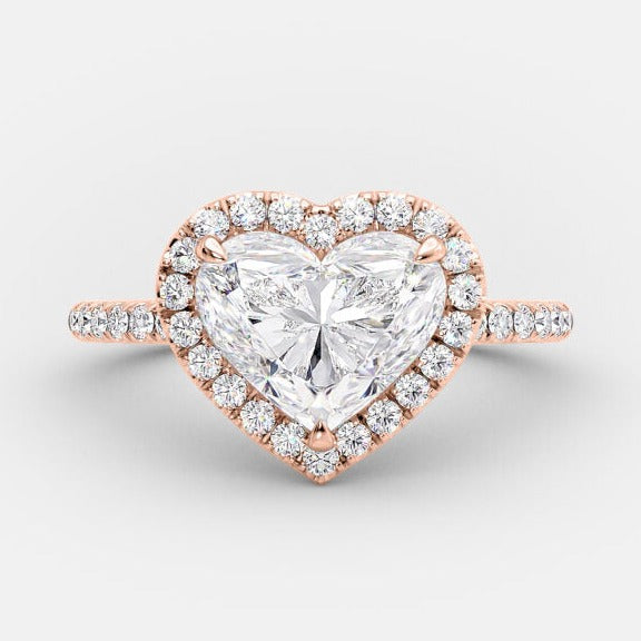 Heart Cut Diamond Halo with Pave Set Ring
