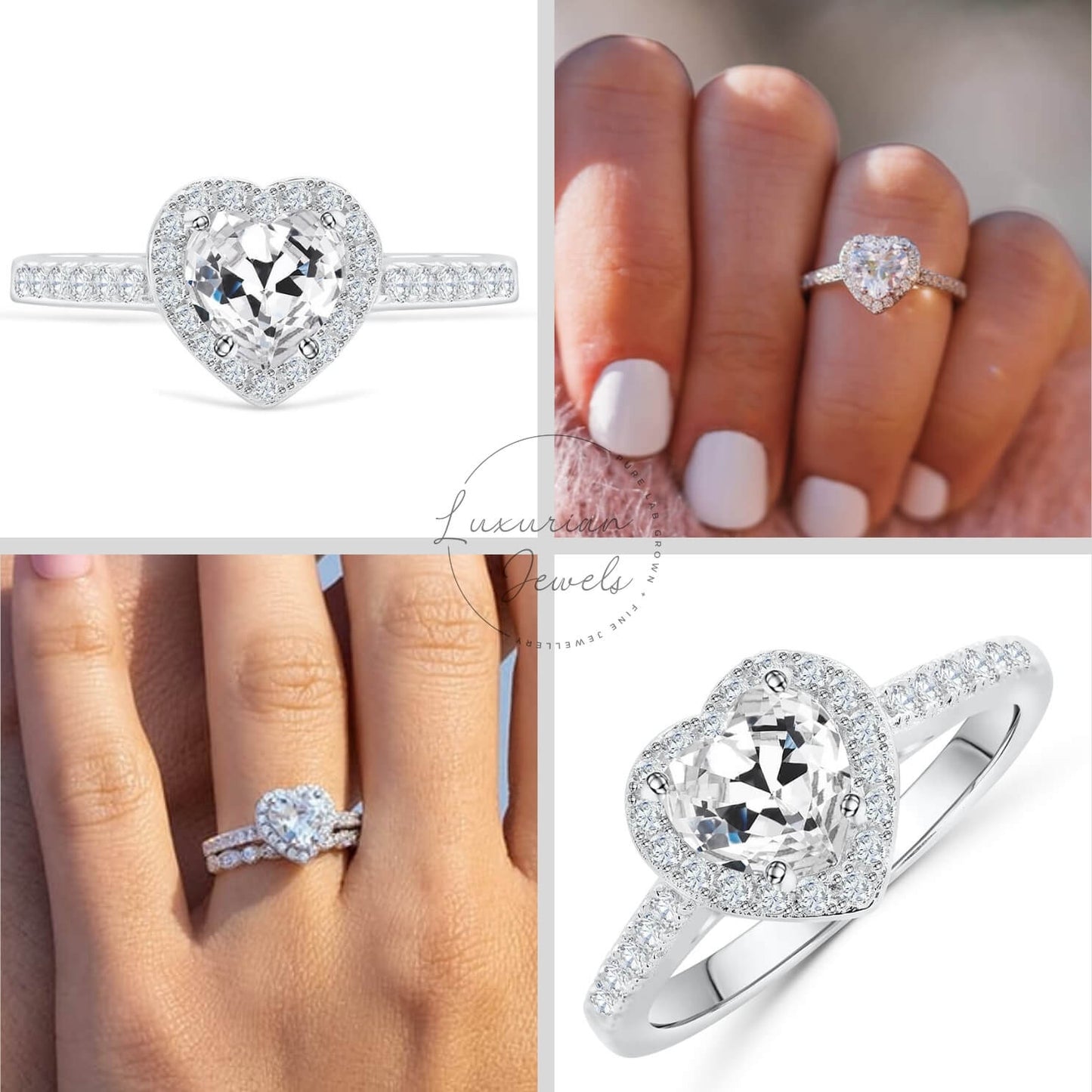 Heart Diamond Moissanite Ring With Side Round Moissanite Diamond